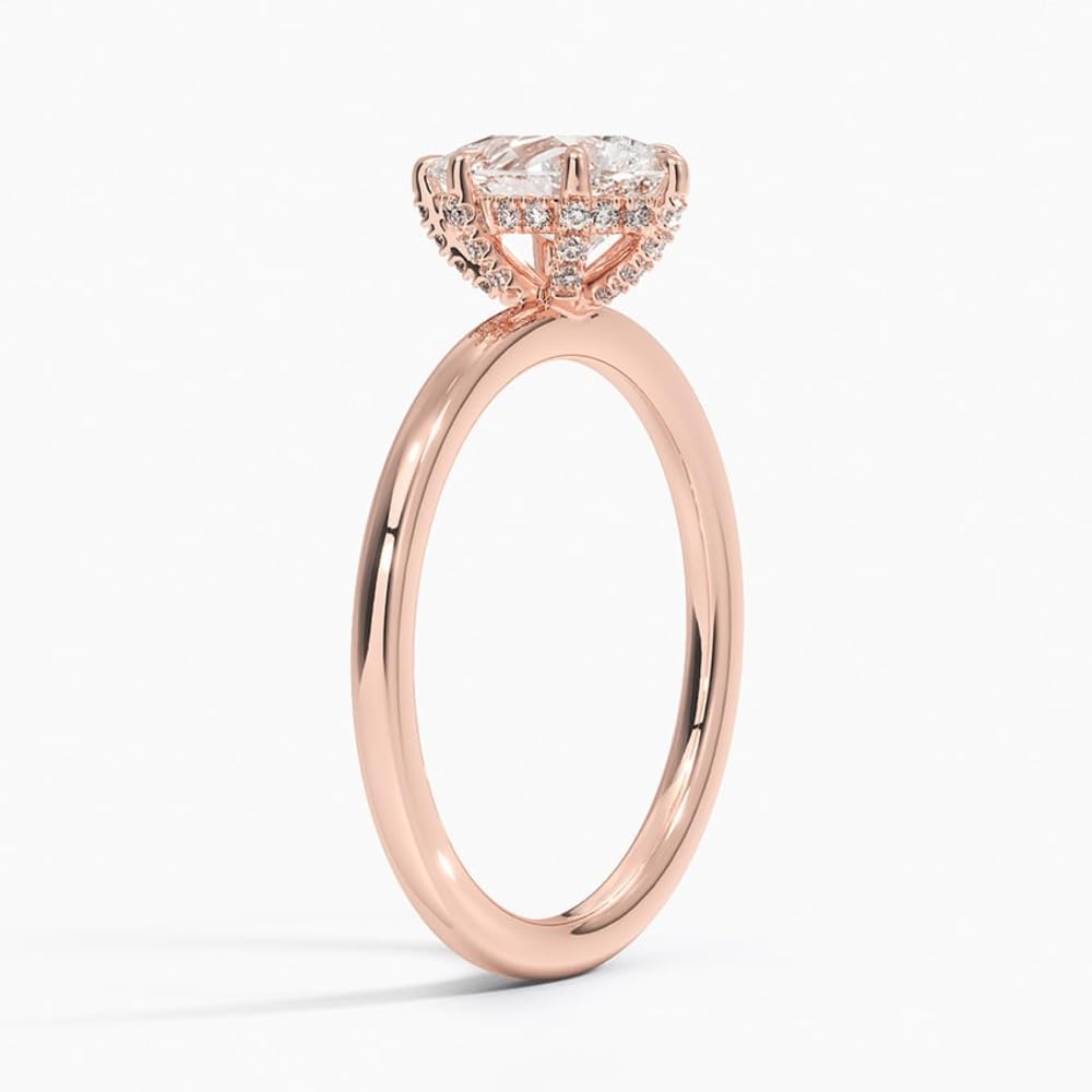 Solitaire 1 CT Pear Cut Lab Grown Diamond Hidden Halo Engagement Ring - view 5