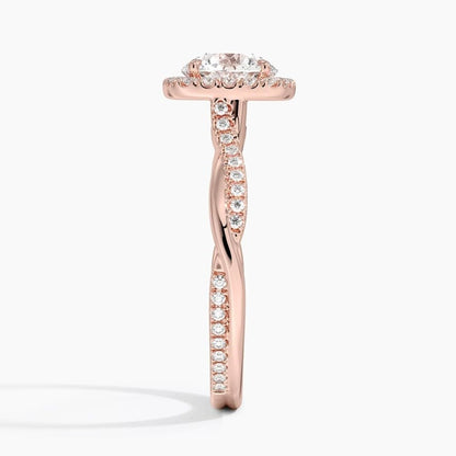 Twisted Band 1 CT Round Cut Lab Grown Diamond Engagement Halo Ring - view 4