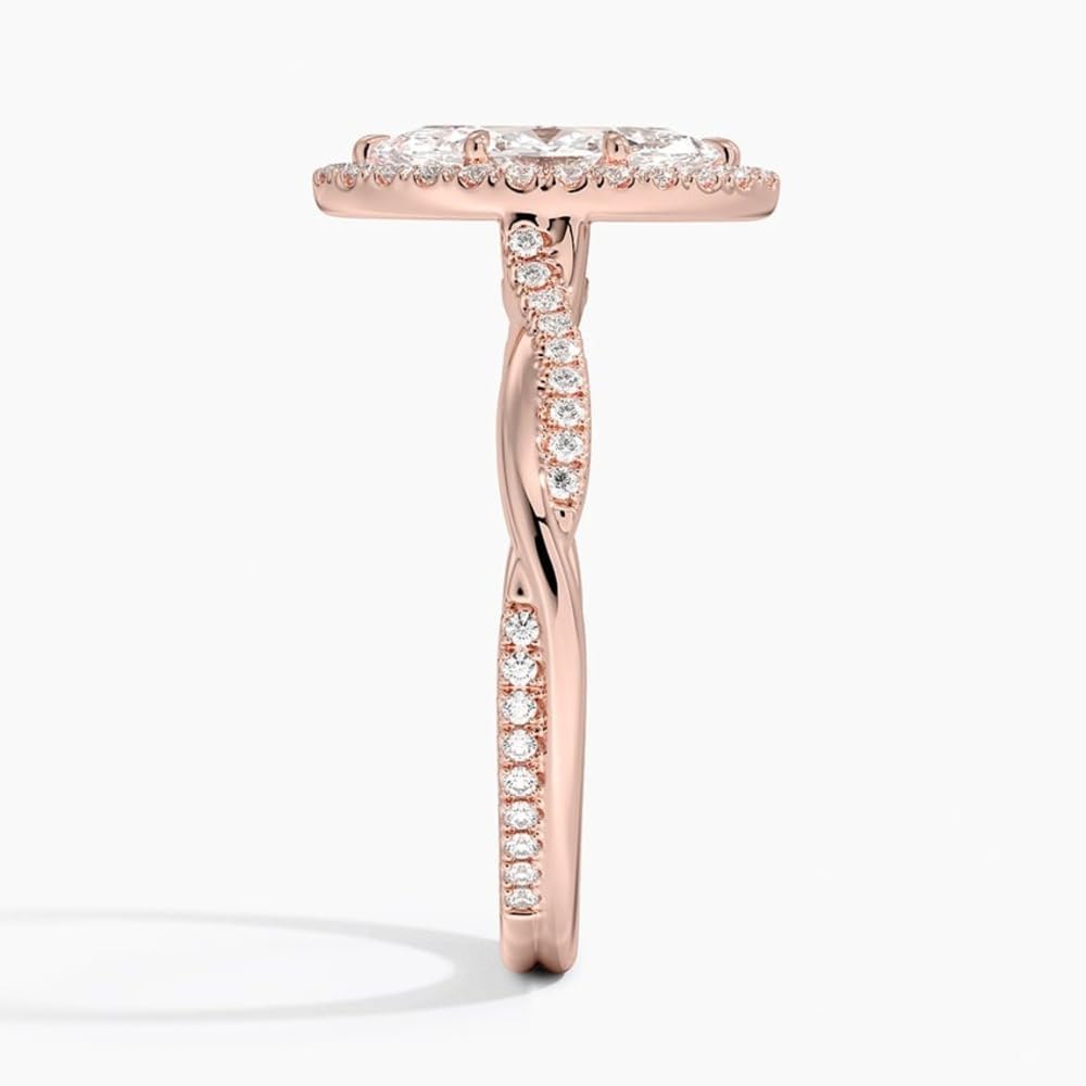 Twisted Band 1 CT Marquise Cut Lab Grown Diamond Engagement Halo Ring - view 5