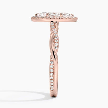 Twisted Band 1 CT Marquise Cut Lab Grown Diamond Engagement Halo Ring - view 5