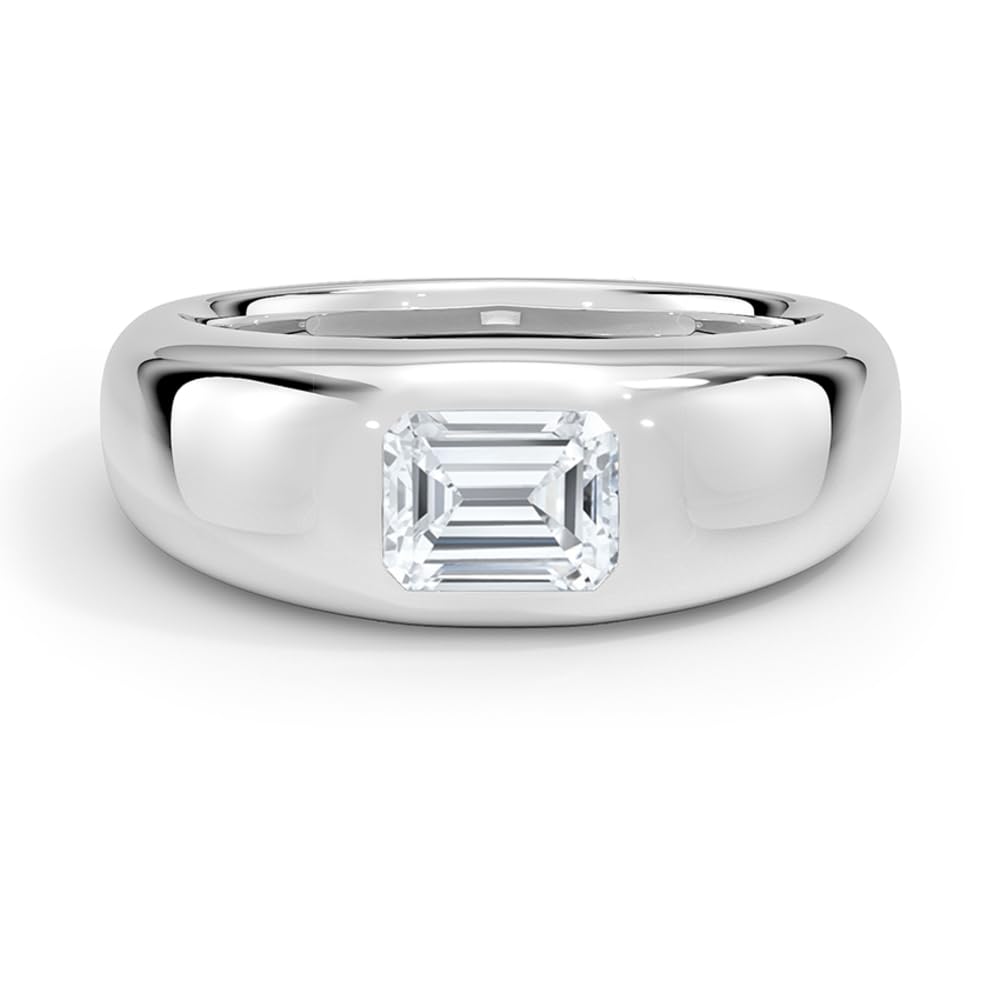Solitaire 1 CT Emerald Cut Lab Grown Diamond Bezel Engagement Ring - view 3