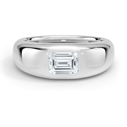 Solitaire 1 CT Emerald Cut Lab Grown Diamond Bezel Engagement Ring - view 3