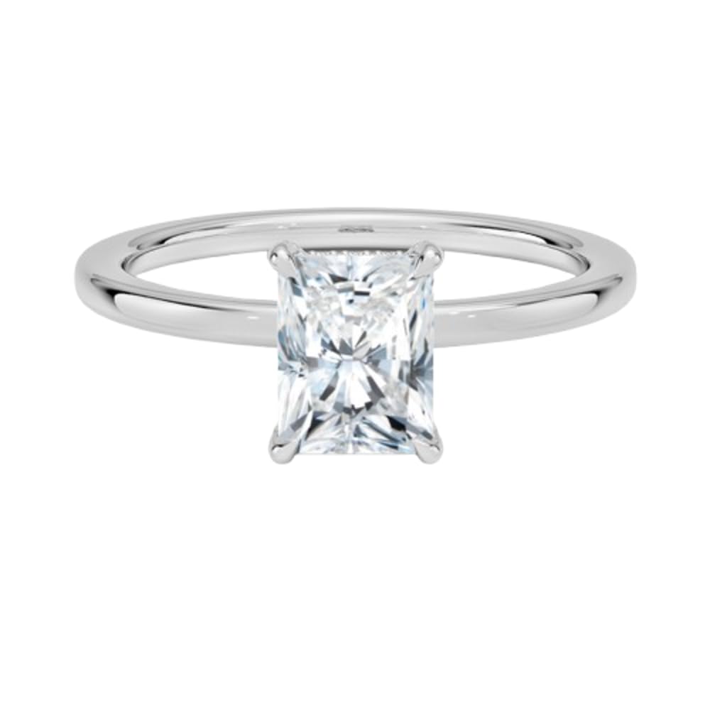 Solitaire 1 CT Radiant Cut Lab Grown Diamond Hidden Halo Engagement Ring - view 4