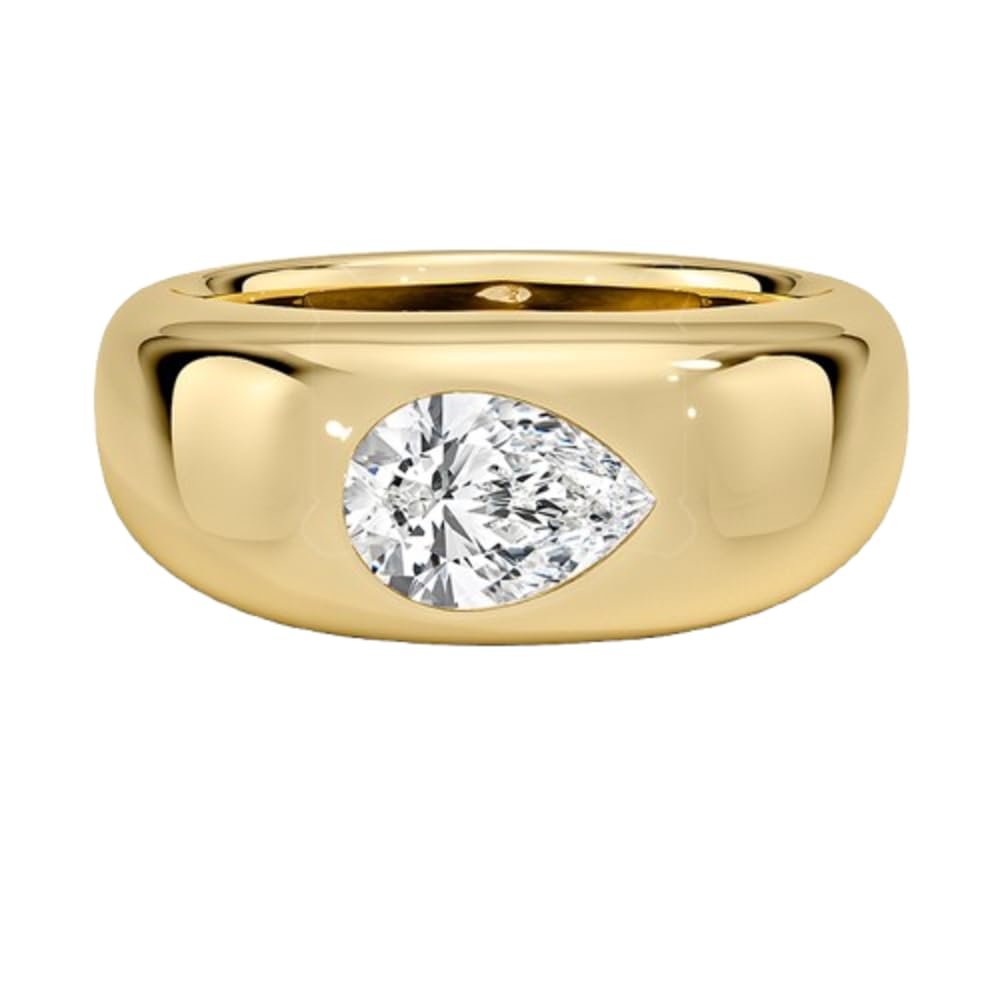 Solitaire 1 CT Pear Cut Lab Grown Diamond Bezel Engagement Ring - view 3