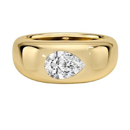 Solitaire 1 CT Pear Cut Lab Grown Diamond Bezel Engagement Ring - view 3