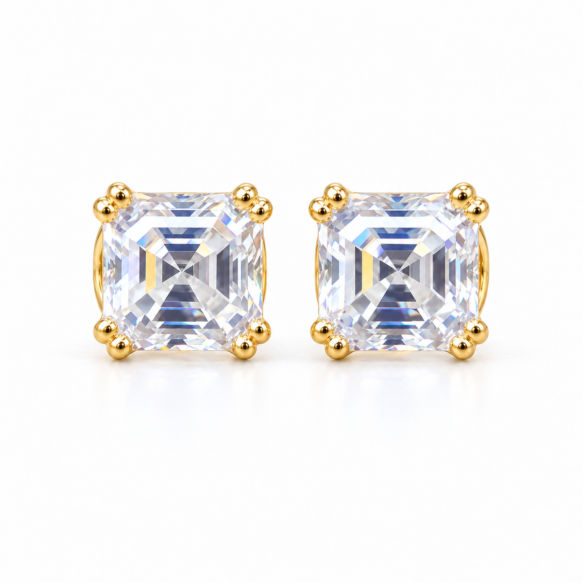 Asscher Cut Colorless Moissanite Earrings