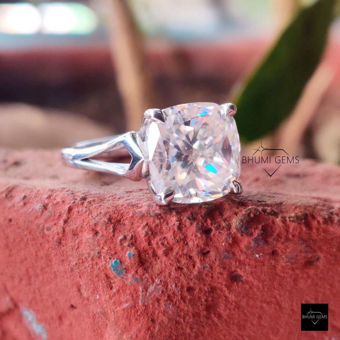 4 CT Cushion Cut Moissanite Solitaire Engagement Ring - view 3