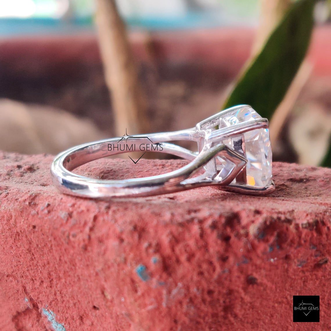 4 CT Cushion Cut Moissanite Solitaire Engagement Ring - view 4