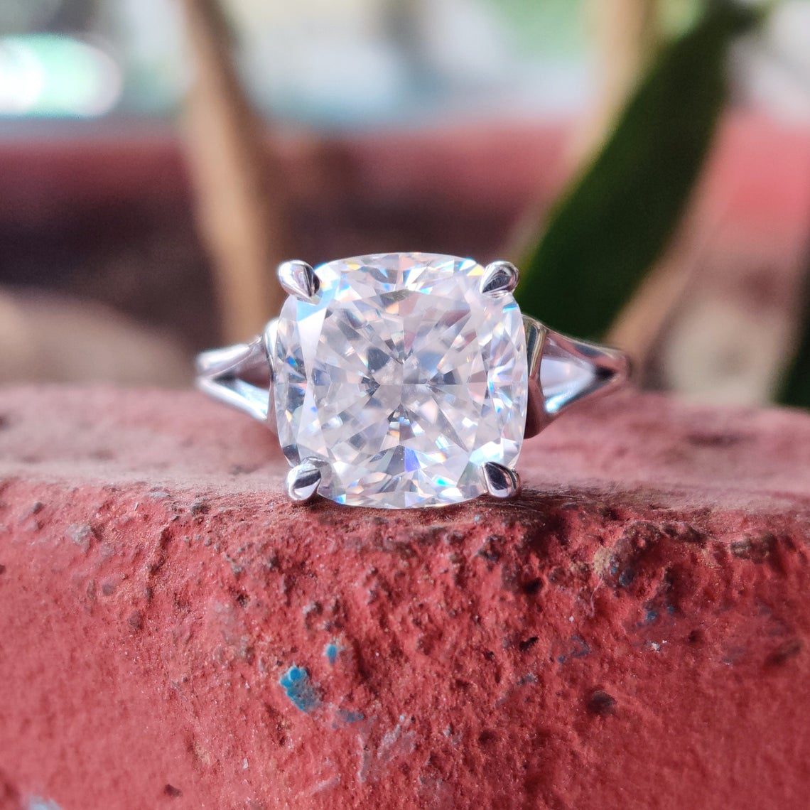 4 CT Cushion Cut Moissanite Solitaire Engagement Ring - view 2