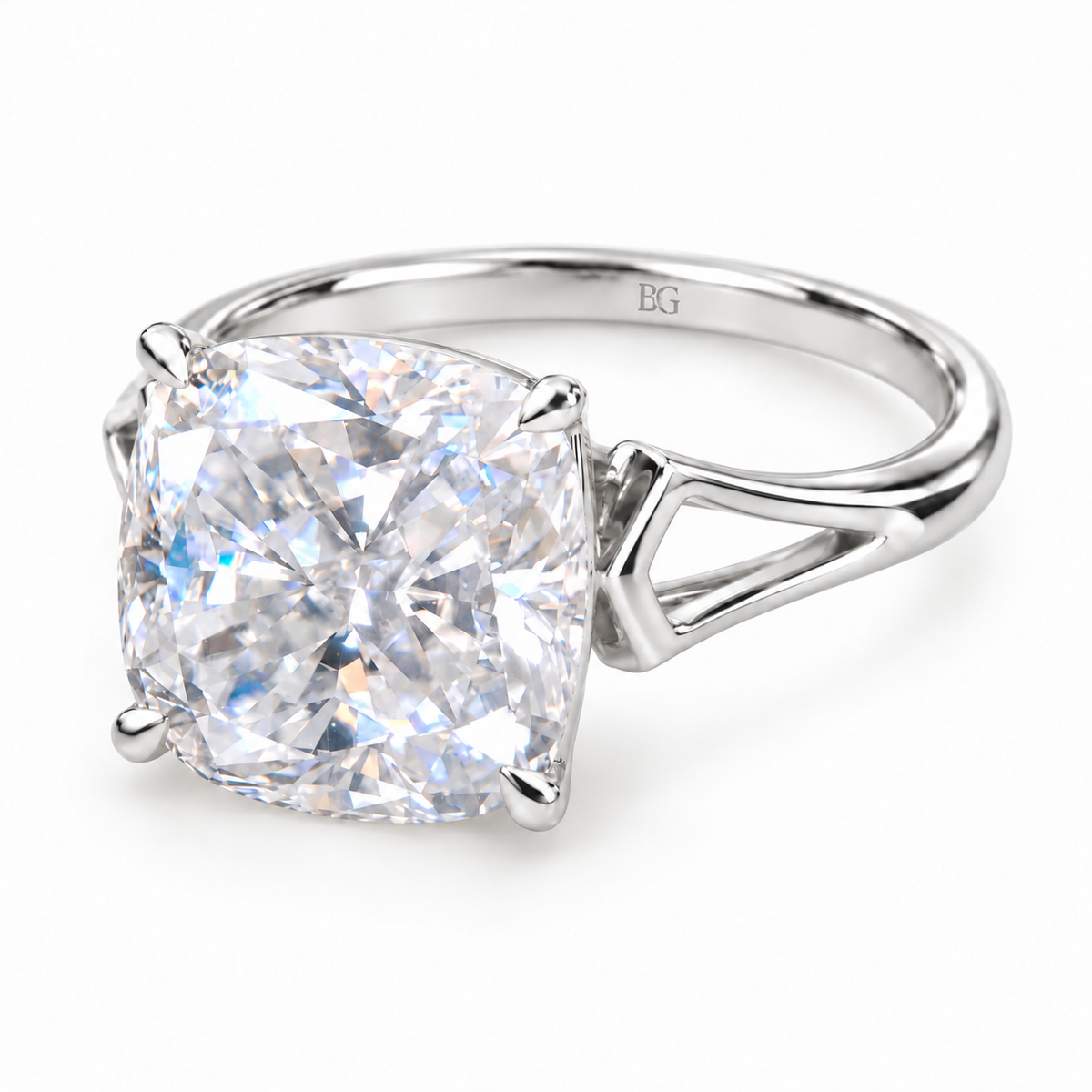 Cushion Cut Moissanite Solitaire Engagement Ring