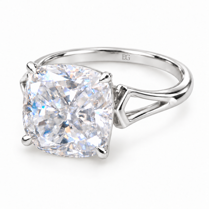 Cushion Cut Moissanite Solitaire Engagement Ring