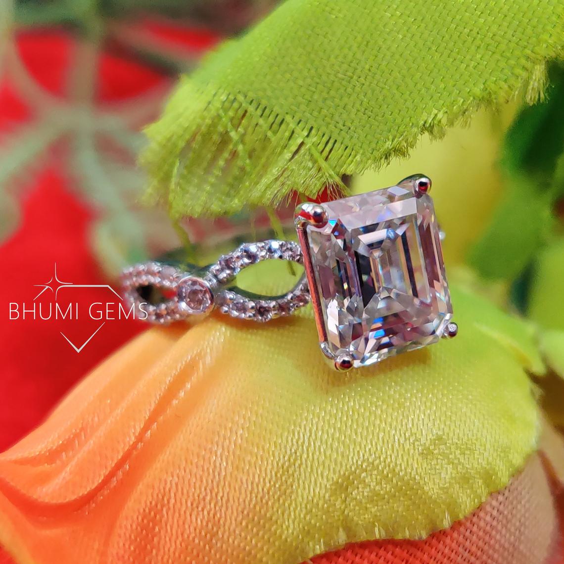 4CT Emerald Colorless Engagement Ring - view 3