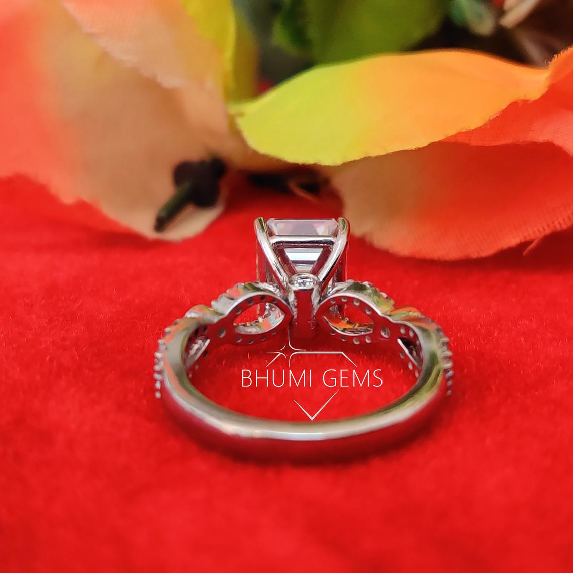 4CT Emerald Colorless Engagement Ring - view 4