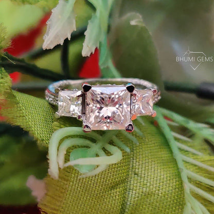 4CT Princess Cut moissanite engagement ring | Bhumi Gems