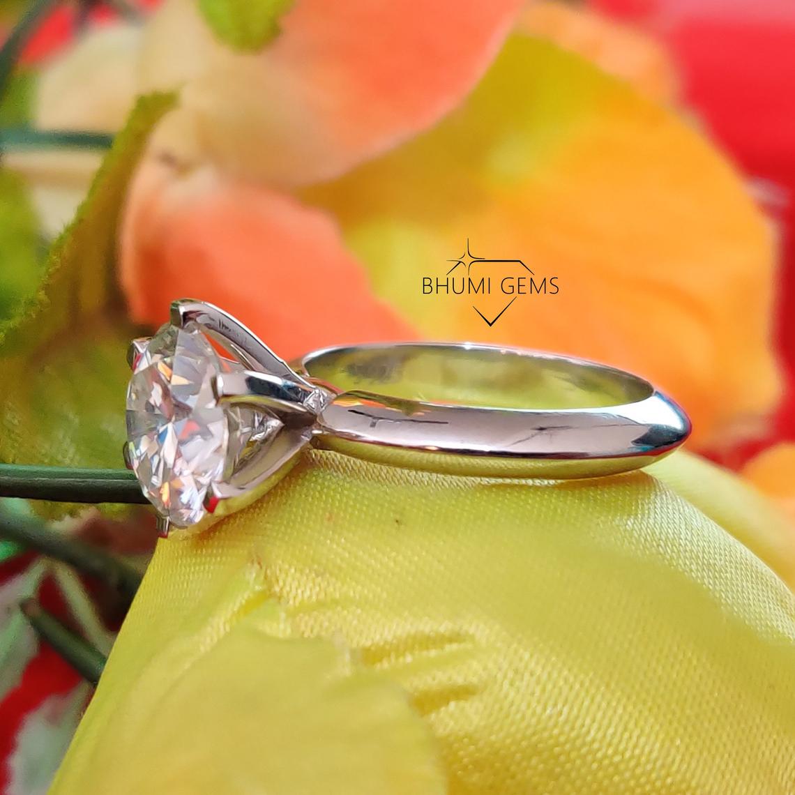 4CT Round Colorless Diamond Moissanite Engagement Ring | Wedding | Solitaire | Halo | Split Shank | Prong | Bezel | Gemstone | Gold | Silver