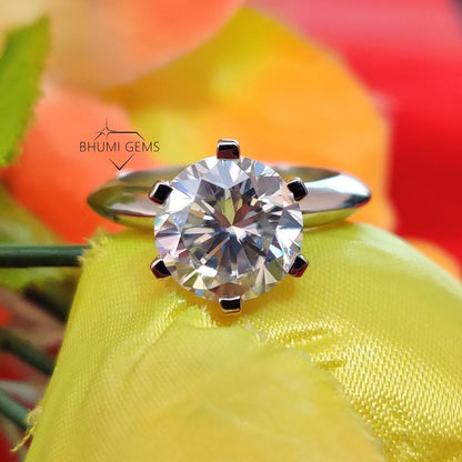 4CT Round Diamond Moissanite Engagement Ring | Bhumi Gems