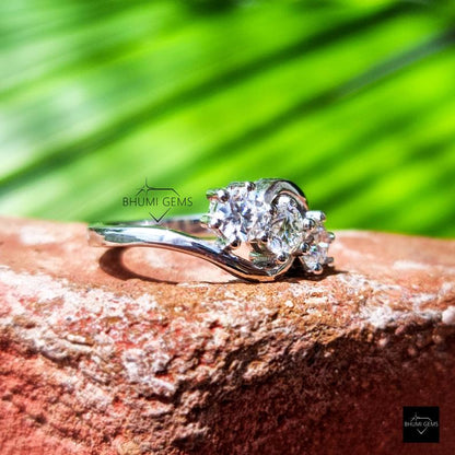 4mm Round Moissanite Three Stone Engagement Ring - view 2