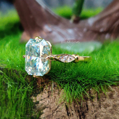 4TCW Blue Radiant VVS1 Clarity Moissanite Engagement Ring - view 3