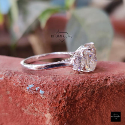 4 TCW Cushion Cut Moissanite Three Stone Engagement Ring - view 5