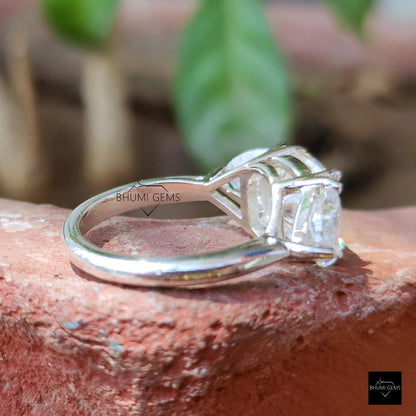 4TCW Cushion & Trillion Cut Moissanite Three Stone Engagement Ring - view 5