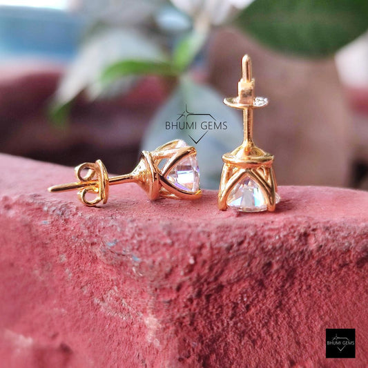 4 TCW Round Colorless Moissanite Earrings - view 3