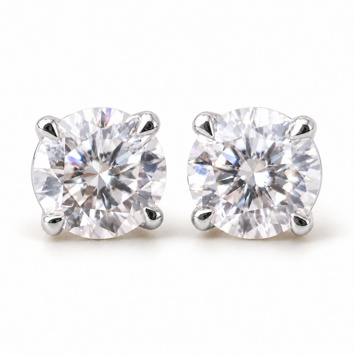 Round Colorless Moissanite Earrings