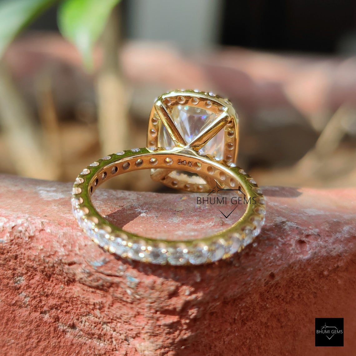 5.69TCW Elongated Cushion Moissanite Halo Engagement Ring - view 3