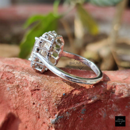 5.69TCW Emerald Moissanite Engagement Ring - view 4