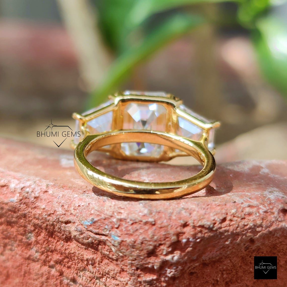 5 TCW Emerald & Trapezoid Cut Moissanite Engagement Ring - view 5