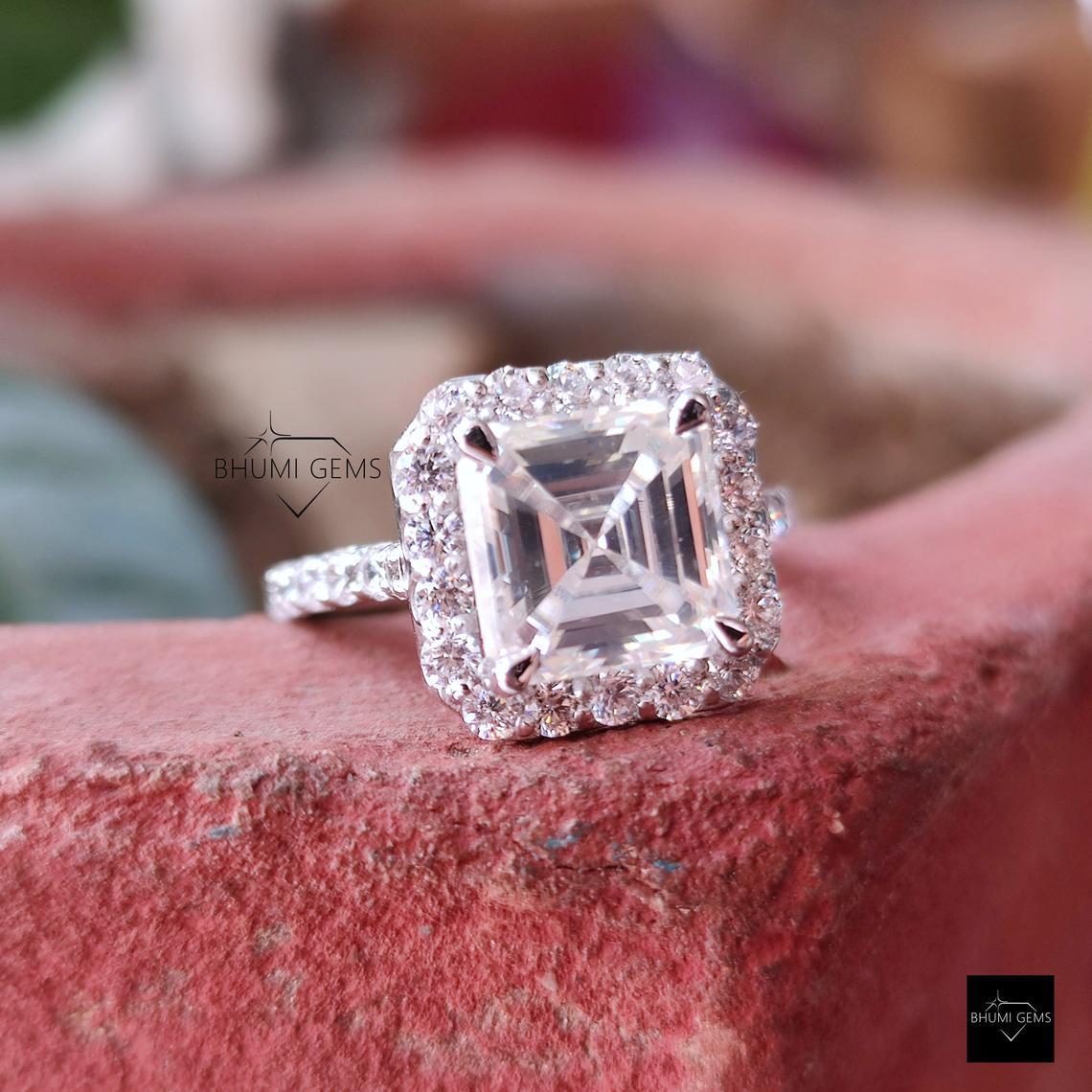 5.74TCW Asscher Cut Colorless Ring | Wedding Colorless Ring