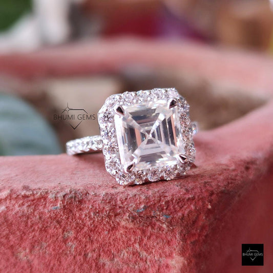 5.74TCW Asscher Cut Colorless Ring | Wedding Colorless Ring