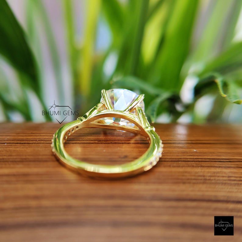 5.76 TW Cushion Old Mine Cut Moissanite Engagement Ring - view 5