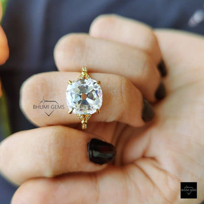 5.76 TW Cushion Old Mine Cut Moissanite Engagement Ring - view 6