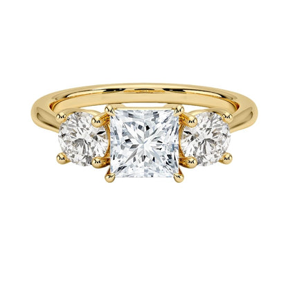 Solitaire 1 CT Princess Cut Lab Grown Diamond Three Stone Engagement Ring - view 4