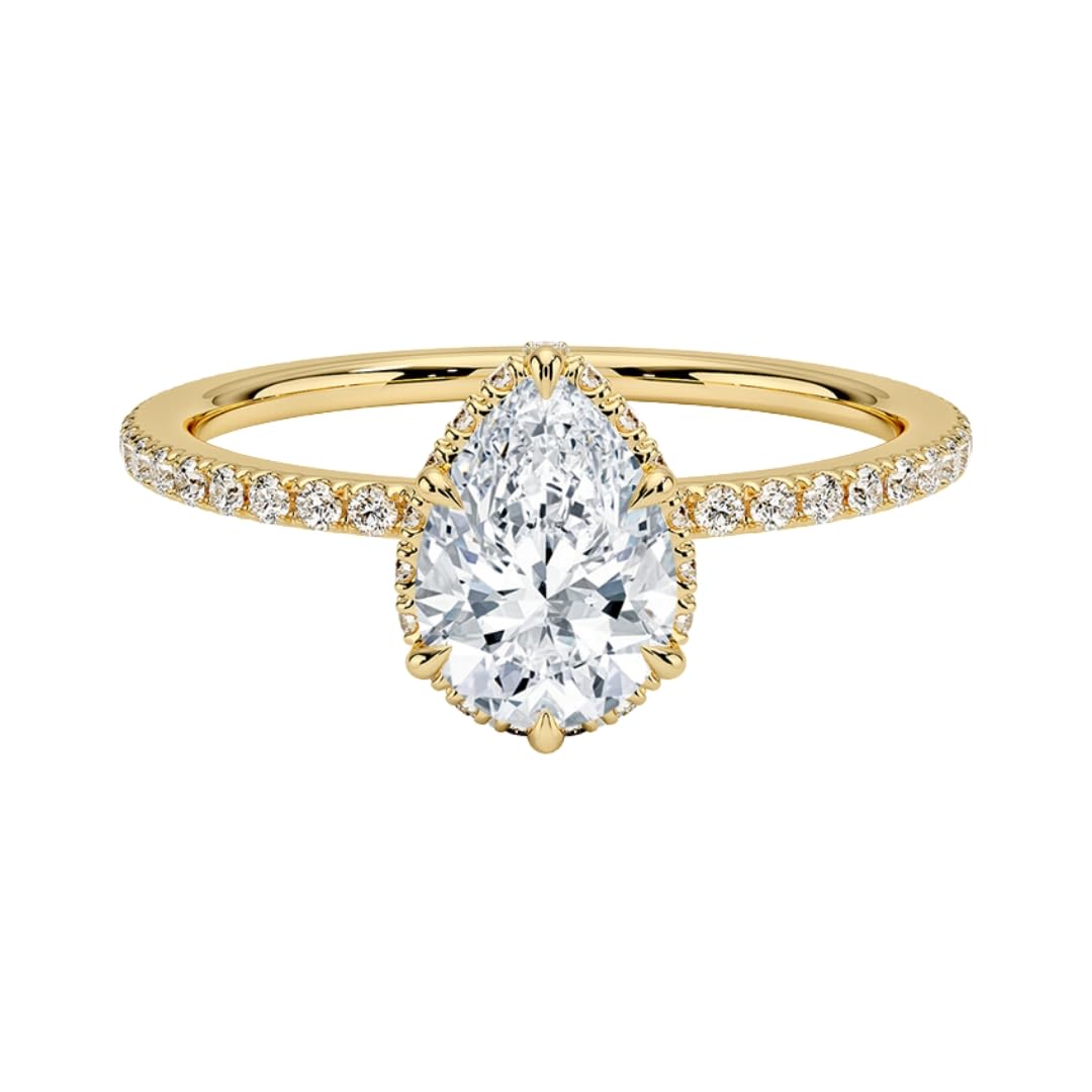 Hidden Halo 1 CT Pear Cut Lab Grown Diamond Ring - view 1