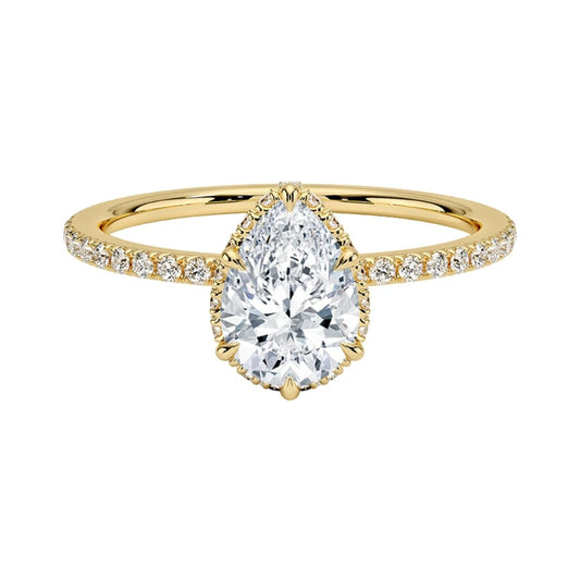 Hidden Halo 1 CT Pear Cut Lab Grown Diamond Ring - view 1