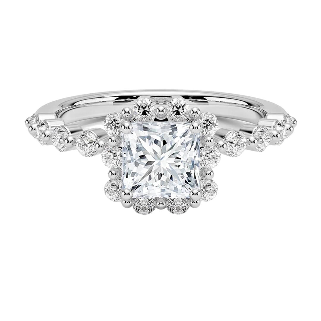Halo 1 CT Princess Cut Lab Grown Diamond Engagement Ring
