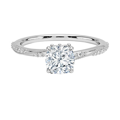 Solitaire 1 CT Cushion Cut Lab Grown Diamond Engagement Ring - view 6
