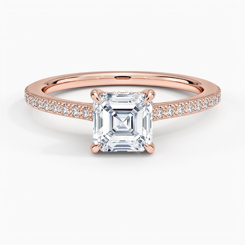 Hidden Halo 1 CT Asscher Cut Lab Grown Diamond Engagement Ring - view 4