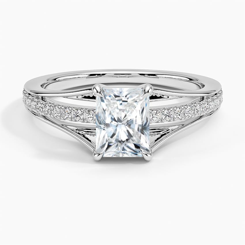 Pave 1 CT Radiant Cut Lab Grown Diamond Engagement Ring - view 4