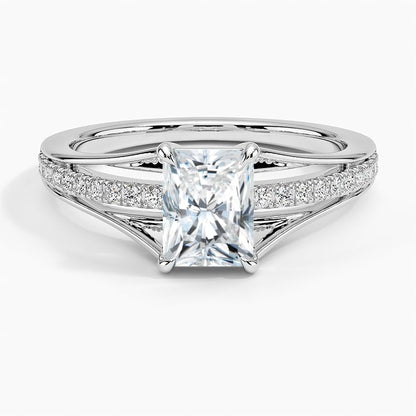 Pave 1 CT Radiant Cut Lab Grown Diamond Engagement Ring - view 4