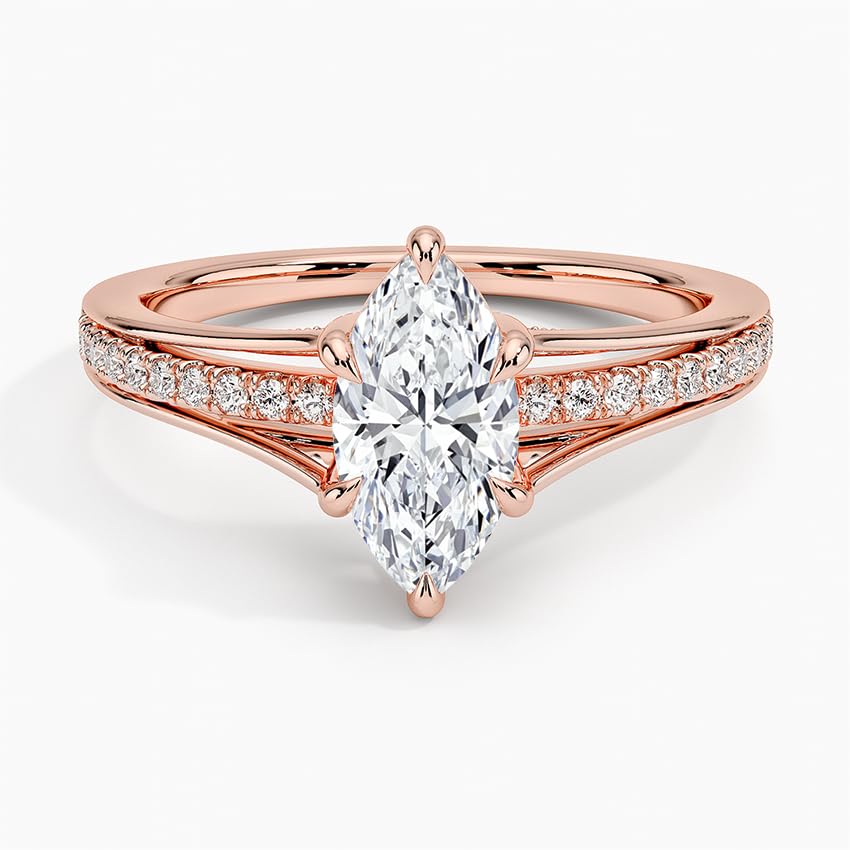 Pave 1 CT Marquise Cut Lab Grown Diamond Engagement Ring - view 4