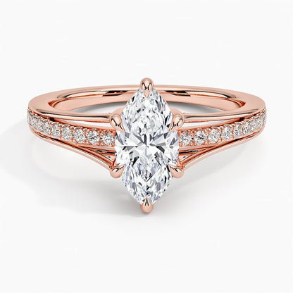 Pave 1 CT Marquise Cut Lab Grown Diamond Engagement Ring - view 4