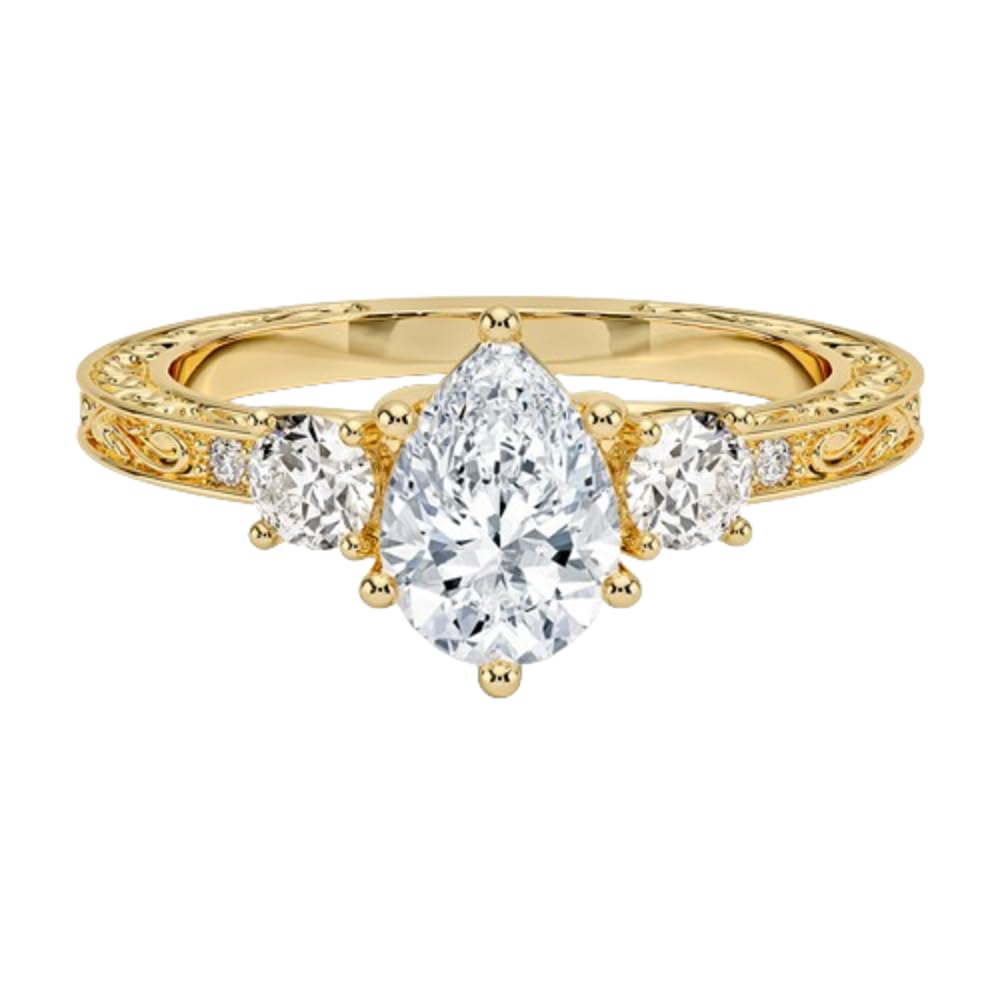 Solitaire 1 CT Pear Cut Lab Grown Diamond Engagement Ring - view 4