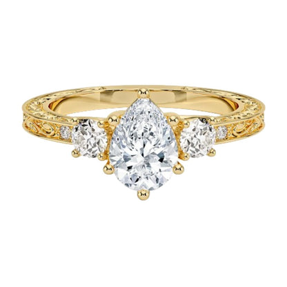 Solitaire 1 CT Pear Cut Lab Grown Diamond Engagement Ring - view 4
