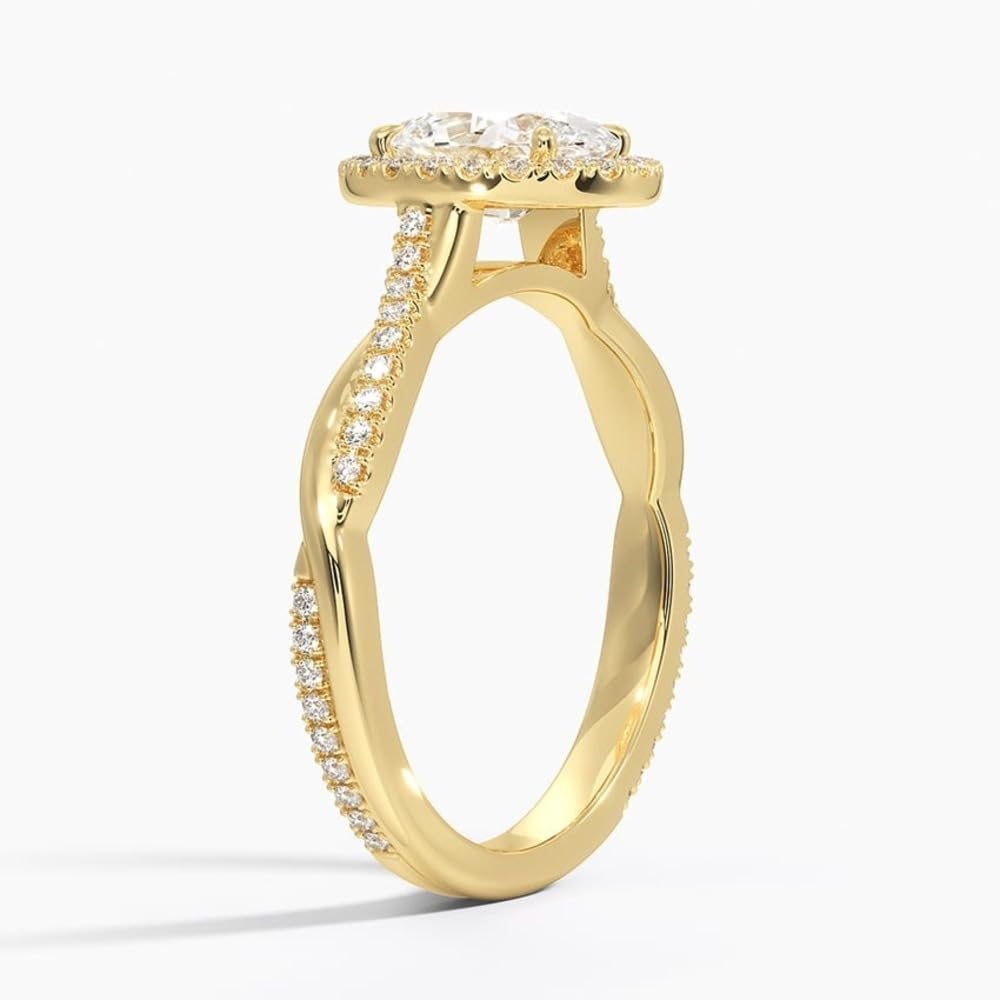 Twisted Band 1 CT Oval Cut Lab Grown Diamond Engagement Halo Ring - view 5