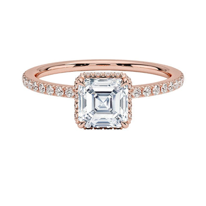 Hidden Halo 1 CT Asscher Cut Lab Grown Diamond Ring - view 4