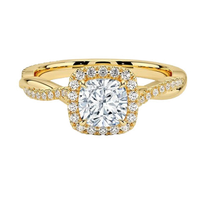 Twisted Band 1 CT Cushion Cut Lab Grown Diamond Engagement Halo Ring - view 6