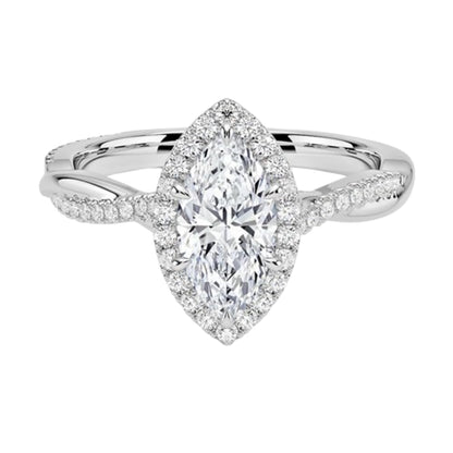 Twisted Band 1 CT Marquise Cut Lab Grown Diamond Engagement Halo Ring - view 1