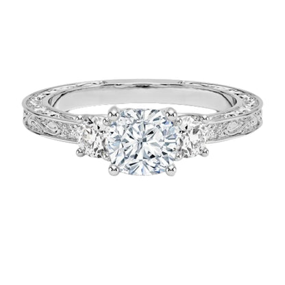Solitaire 1 CT Cushion Cut Lab Grown Diamond Engagement Ring - view 4